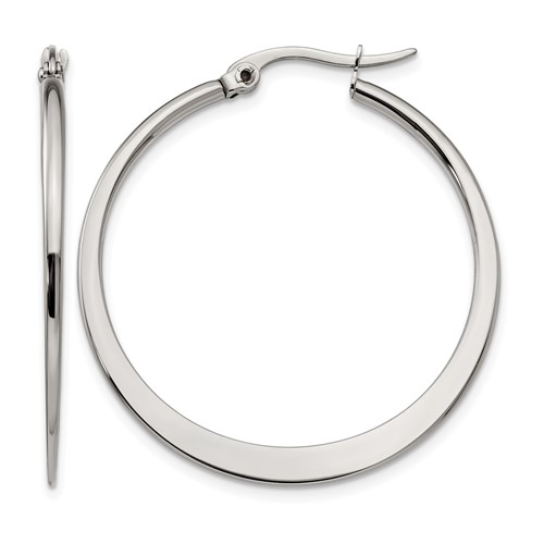 Chisel Stainless Steel Polished 34mm Diameter Hoop Earrings