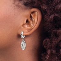 Chisel Stainless Steel Polished Flower Dangle Hinged Hoop Earrings view 4