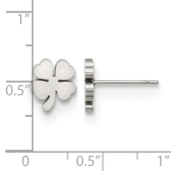 Chisel Stainless Steel Polished Four Leaf Clover Post Earrings