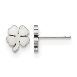 Chisel Stainless Steel Polished Four Leaf Clover Post Earrings