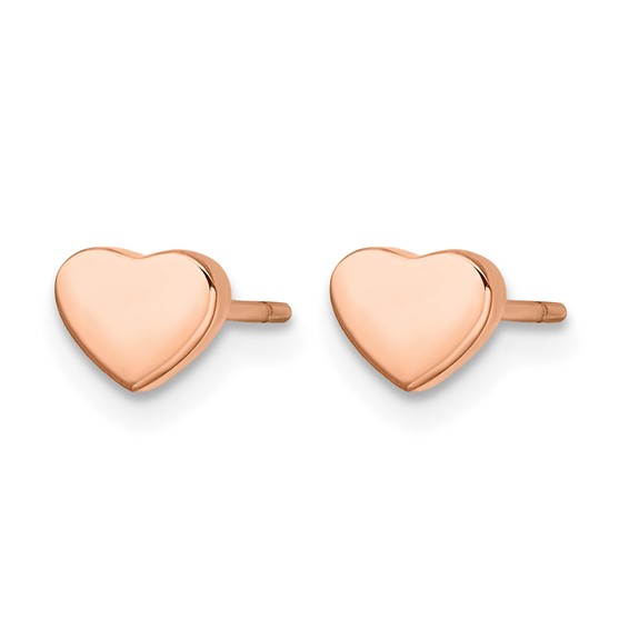 Chisel Stainless Steel Polished Rose IP-plated Heart Post Earrings