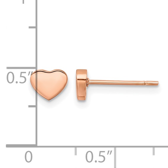 Chisel Stainless Steel Polished Rose IP-plated Heart Post Earrings