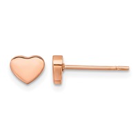 Chisel Stainless Steel Polished Rose IP-plated Heart Post Earrings view 1