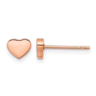 Chisel Stainless Steel Polished Rose IP-plated Heart Post Earrings