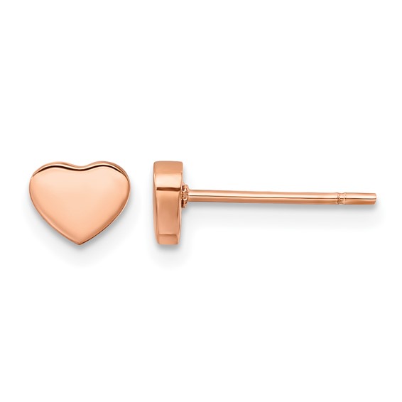Chisel Stainless Steel Polished Rose IP-plated Heart Post Earrings