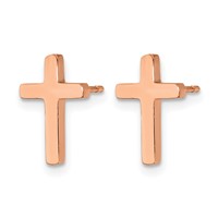 Chisel Stainless Steel Polished Rose IP-plated Cross Post Earrings view 3