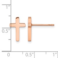 Chisel Stainless Steel Polished Rose IP-plated Cross Post Earrings view 5