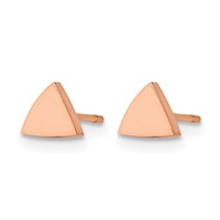 Chisel Stainless Steel Polished Rose IP-plated Triangle Post Earrings view 3
