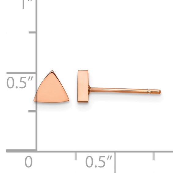 Chisel Stainless Steel Polished Rose IP-plated Triangle Post Earrings
