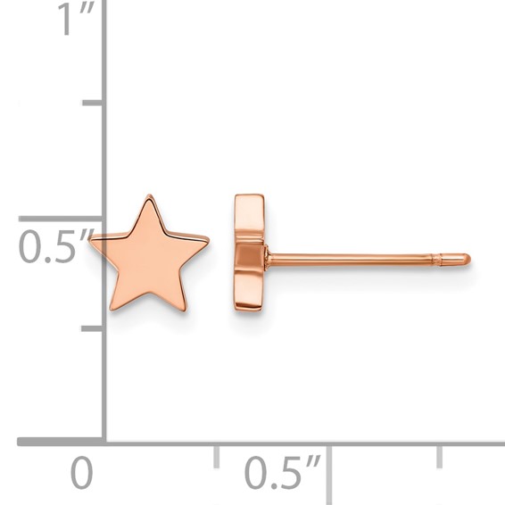 Chisel Stainless Steel Polished Rose IP-plated Star Post Earrings