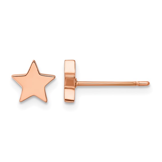 Chisel Stainless Steel Polished Rose IP-plated Star Post Earrings