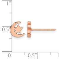 Chisel Stainless Steel Polished Rose IP-plated Moon and Star Post Earrings view 5