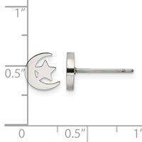 Chisel Stainless Steel Polished Moon and Star Post Earrings view 4