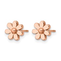 Chisel Stainless Steel Polished Rose IP-plated Flower Post Earrings view 3