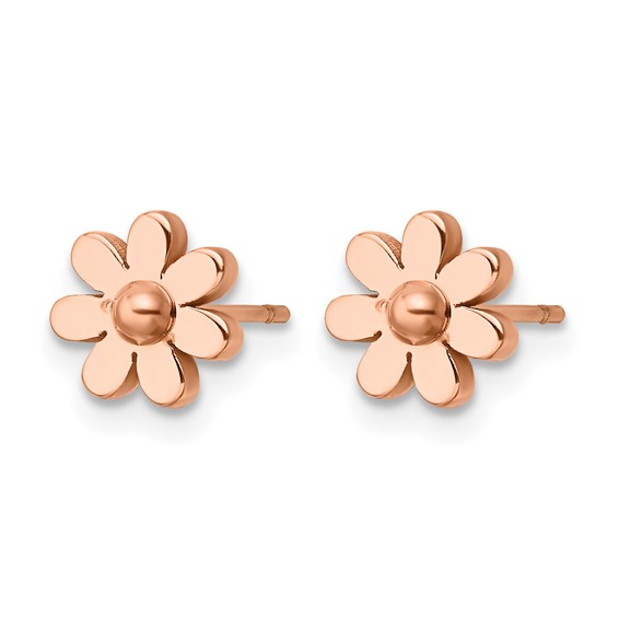 Chisel Stainless Steel Polished Rose IP-plated Flower Post Earrings