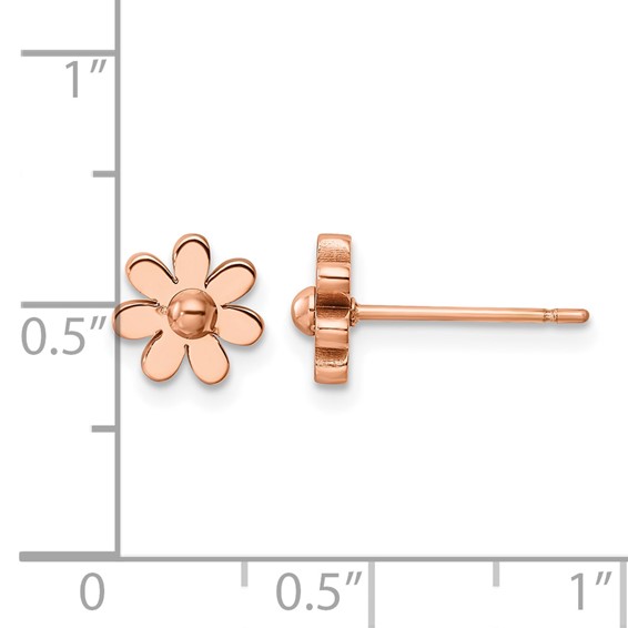 Chisel Stainless Steel Polished Rose IP-plated Flower Post Earrings