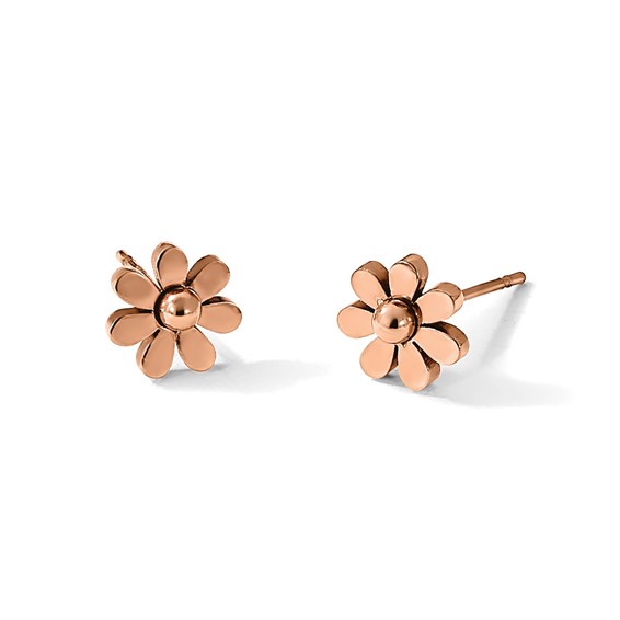 Chisel Stainless Steel Polished Rose IP-plated Flower Post Earrings