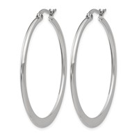 Chisel Stainless Steel Polished 40mm Diameter Hoop Earrings view 3