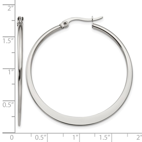 Chisel Stainless Steel Polished 40mm Diameter Hoop Earrings