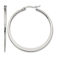 Chisel Stainless Steel Polished 40mm Diameter Hoop Earrings view 1