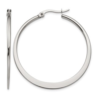 Chisel Stainless Steel Polished 40mm Diameter Hoop Earrings