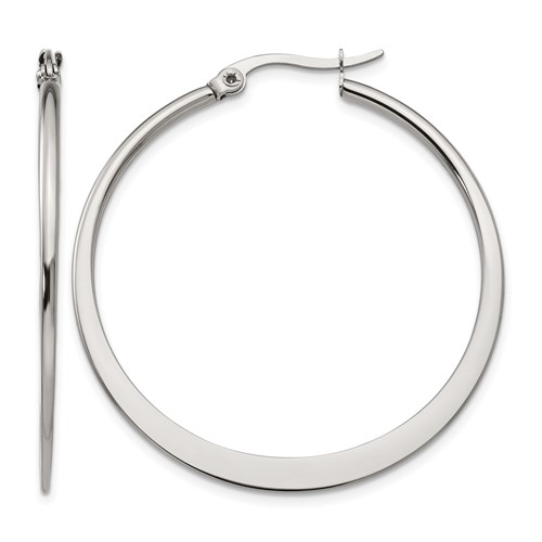Chisel Stainless Steel Polished 40mm Diameter Hoop Earrings