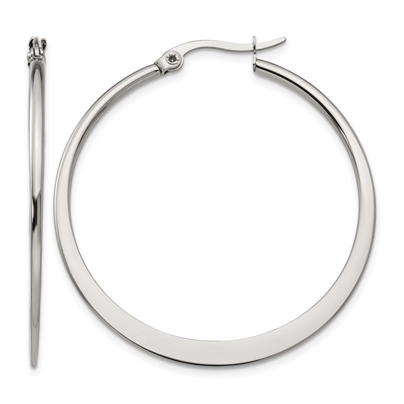 Chisel Stainless Steel Polished 40mm Diameter Hoop Earrings