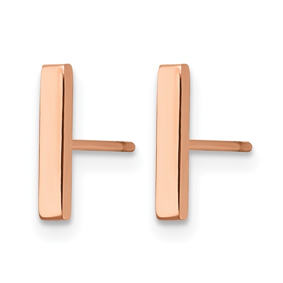 Chisel Stainless Steel Polished Rose IP-plated Bar Post Earrings