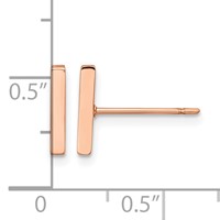 Chisel Stainless Steel Polished Rose IP-plated Bar Post Earrings view 5