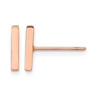 Chisel Stainless Steel Polished Rose IP-plated Bar Post Earrings