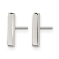 Chisel Stainless Steel Polished Bar Post Earrings view 2