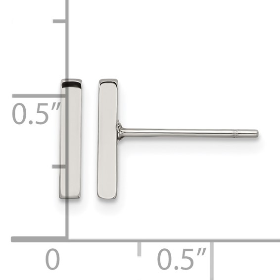 Chisel Stainless Steel Polished Bar Post Earrings