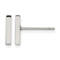 Chisel Stainless Steel Polished Bar Post Earrings view 1