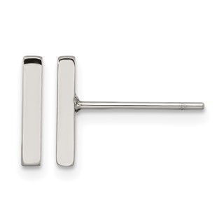 Chisel Stainless Steel Polished Bar Post Earrings