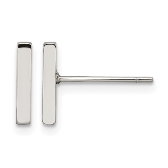 Chisel Stainless Steel Polished Bar Post Earrings