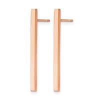 Chisel Stainless Steel Polished Rose IP-plated Bar Post Earrings view 3