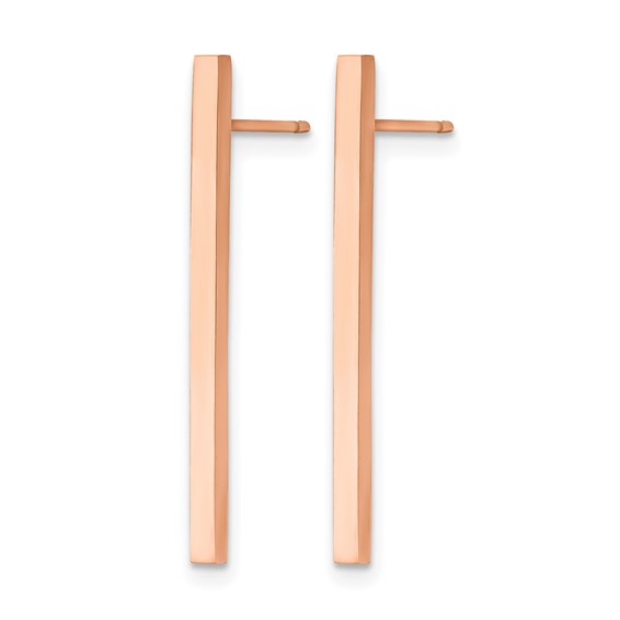 Chisel Stainless Steel Polished Rose IP-plated Bar Post Earrings