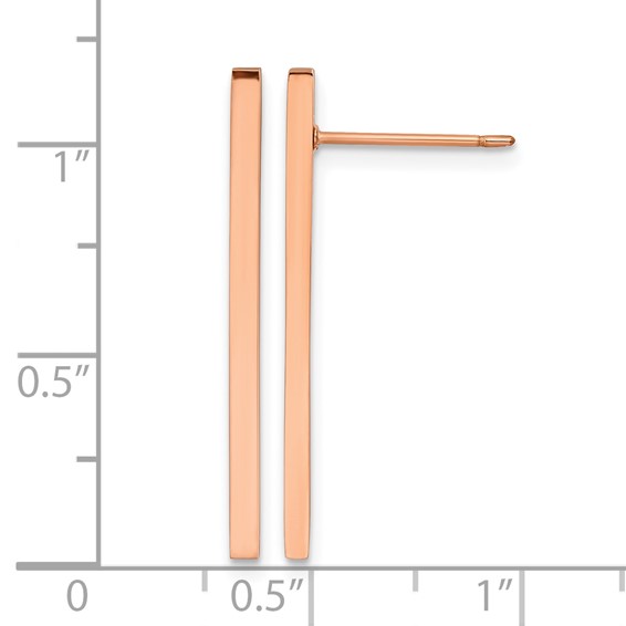 Chisel Stainless Steel Polished Rose IP-plated Bar Post Earrings