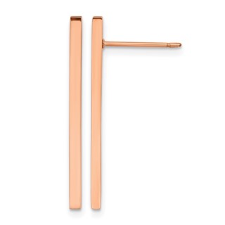 Chisel Stainless Steel Polished Rose IP-plated Bar Post Earrings