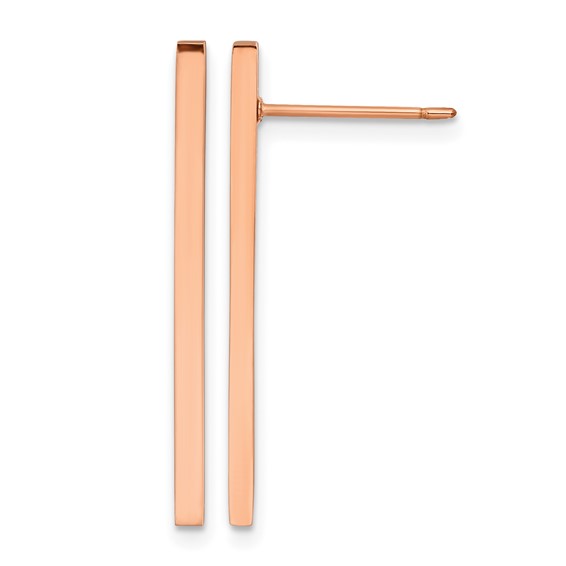 Chisel Stainless Steel Polished Rose IP-plated Bar Post Earrings