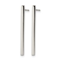 Chisel Stainless Steel Polished Bar Post Earrings view 2