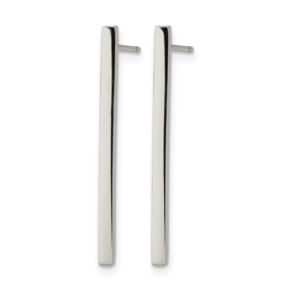 Chisel Stainless Steel Polished Bar Post Earrings