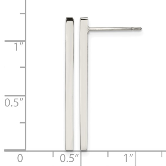 Chisel Stainless Steel Polished Bar Post Earrings