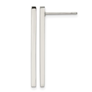 Chisel Stainless Steel Polished Bar Post Earrings