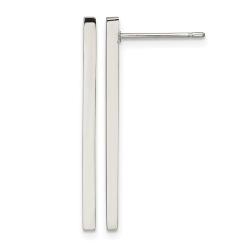 Chisel Stainless Steel Polished Bar Post Earrings