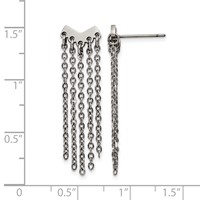 Stainless Steel Polished with Dangle Chain Post Earrings view 3