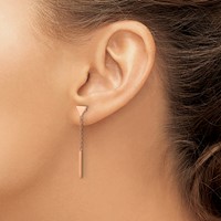 Chisel Stainless Steel Polished Rose IP-plated Dangle Bar Triangle Post Earrings view 4