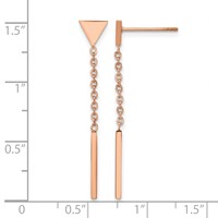 Chisel Stainless Steel Polished Rose IP-plated Dangle Bar Triangle Post Earrings view 5