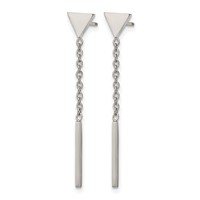 Chisel Stainless Steel Polished Dangle Bar Triangle Post Earrings view 2