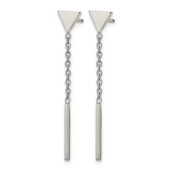 Chisel Stainless Steel Polished Dangle Bar Triangle Post Earrings